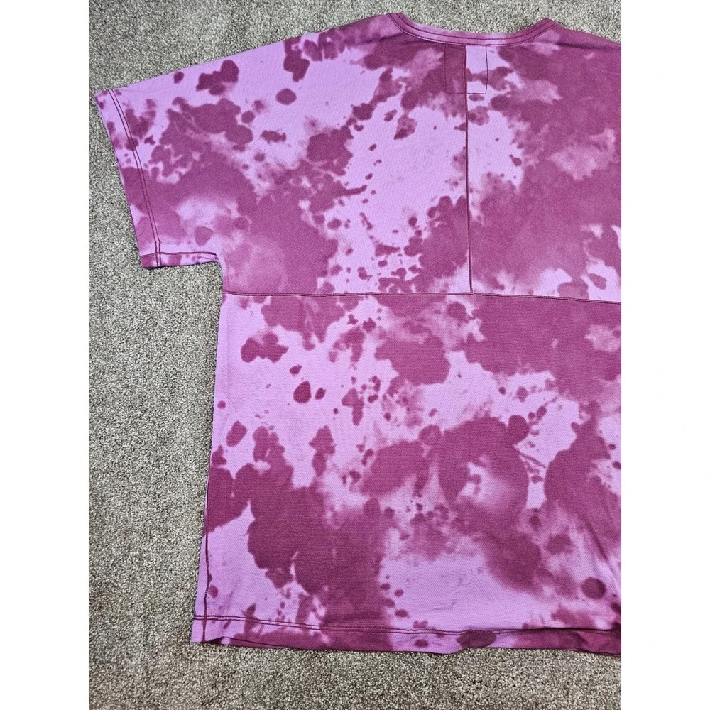 Nike Yoga Dri-FIT Tie Dye Purple Cloud Wash T-Shirt Womens XL Tall CZ9186-507